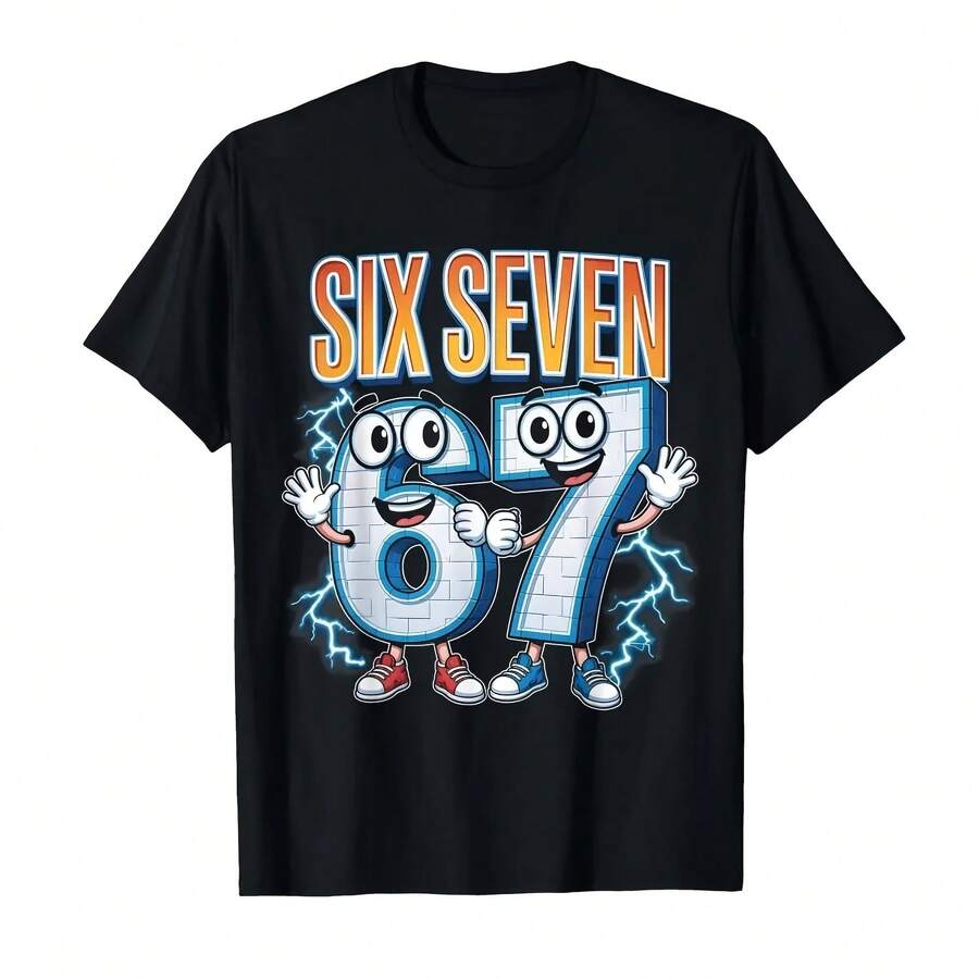 67 Meme italiano divertido 67 disfraz para niños Six Seven 6-7 camiseta para hombres mujeres 100% camisetas de algodón camisetas de manga corta - Multicolor - Ver 1