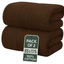 H&R Set Of 2 Jumbo Extra Large Bath Sheets – 85 X 175 Cm Super Soft, Highly Absorbent, Quality Towels For Bathroom, Spa, Gym & Hotel Use - Brown - View 3