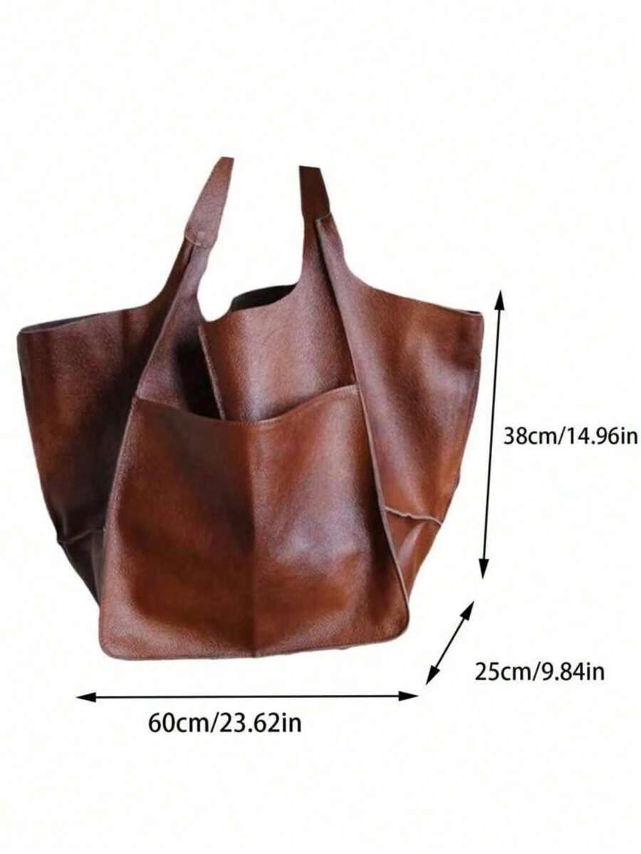EMERY ROSE Autumn/Winter New Fashion Oversized Capacity Women's Niche Style Commuter Travel Casual Underarm Bag - Brown - View 1