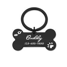 1pc Bone Personalized Dog Tags - Custom Icon Single Sided Engraved Pet ...