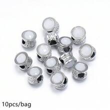 10入組/袋雙面鑲嵌鑽石合金大孔珠子,用於diy手工珠寶,女士多彩水晶彈性手鐲配件 - 合金鑲鑽大孔珠 - 查看 15