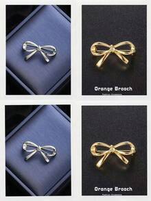 1 pieza/2 piezas/4 piezas Broche de moño de metal estilo europeo y americano, accesorio de nicho con diseño único, hebilla anti-exposición para cuello en V, versátil - Dorado - Ver 10