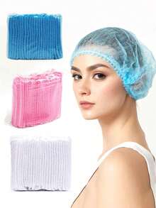 5/20/50/100pcs/Pack Disposable Dome Caps, Unisex Non-Woven/Transparent Hair Covers, Shower Caps, Suitable For Cosmetics, Beauty, Kitchen, Food Factory, Workshop, Unisex, Breathable Design, High-Quality Protective Headwear, Summer, Beach, Vacation, Travel - Multiple Styles - View 9