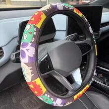 1pc Printed Steering Wheel Cover Without Inner Ring, Car Decor Accessory Suitable For 14.5-15 Inch Steering Wheels, Unisex, All Seasons - A - View 3