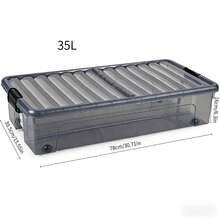 35L Large Capacity Underbed Storage Box, Optional Transparent / Grey Transparent Style, With Wheels And Clips, Fits Narrow Spaces, Dustproof And Moisture-Proof, Organized And Space-Saving - Multicolor - View 10