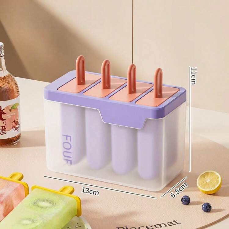 1pc 4-Cavity Children's DIY Homemade Ice Cream Mold, Easy Release Popsicle Mold For Home Use - Multicolor - View 11