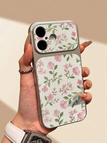 Fashionable Luxury Pink Floral Pattern Shockproof Full Coverage Phone Case, New Spring Floral Pattern Shockproof Phone Case, Instantly Transform 17promax Leather Texture Phone Case, Compatible With Apple 17/17 Pro Max/16 Pro Max/15 Pro Max/17 Pro/11 12 13 14 15 16/12/12 Pro/14 Pro Max/13 Pro Max/16 Pro, Spring Birthday Gift - Beige - View 3