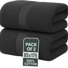 H&R Set Of 2 Jumbo Extra Large Bath Sheets – 85 X 175 Cm Super Soft, Highly Absorbent, Quality Towels For Bathroom, Spa, Gym & Hotel Use - Dark Grey - View 3