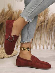 Women's Spring/Autumn New Ginkgo Color Soft Leather Upper Soft Sole Casual Bean Loafers Comfortable Commute Slip-On Flat Shoes - Burnt Orange - View 5