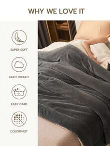 Modern Style Milk Plush Double-Layer Plush Blanket, All-Season Multi-Functional Bed Cover, Machine Washable, Polyester, 180-200g/㎡, Nude Color, Knitted Fabric, No Print, Suitable For Home And Outdoor Use - Dark Grey - View 10