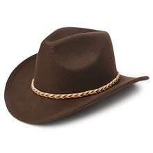 2PCS Sombrero de Mezclilla Estilo Americano Decorativo Tejido con Cuerda de Dos Colores Simple y Elegante Adecuado para Hombres y Mujeres, Adecuado para Baile Rural, Sombreros Diarios - sombrero de vaquero - Ver 4