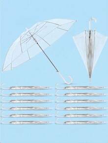 1/6 Pack Transparent Umbrellas, Sturdy Iron Frame And Shaft, 8-Rib Structure, Suitable For Weddings, Outdoor Events, Bachelor Parties, Bridal Photography, Etc. - Multicolor - View 2
