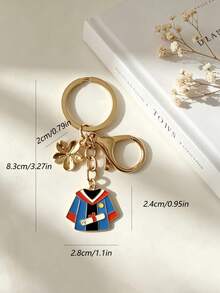 1pc Alloy Graduation Gown Keychain With Cherry Blossom Charm, Bag Accessory, Bag Pendant, Commemorative Small Gift - Multicolor - View 4
