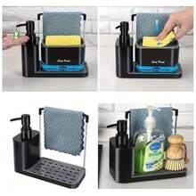 1 Set Soap Dispenser With Sponge Holder, Includes Soap Pump And Sponge Holder, Suitable For Kitchen Sink, Multi-Function Dish Soap Dispenser Set, With Sponge Holder, Freestanding Design, No Battery Required - Multicolor - View 3