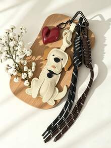 Labrador Shaped Pendant Pu Keychain With Heart And Rope Decoration, Suitable For Women'S Handbag Decoration And Car Keychain Decoration, Day Gift - Multicolor - View 6