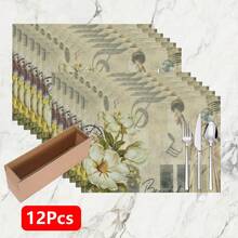 1 pièce/4pcs/6pcs, Décoration d'intérieur, Napperons en lin imprimés avec motif de collage artistique vintage, convenant pour la table à manger, décoration toutes saisons pour le printemps, l'été, l'automne, l'hiver, style moderne lavable, décoration de chambre, napperons, sous-verres, napperons de table de cuisine, décoration de fête intérieure et extérieure, décoration d'intérieur, cadeau idéal - Multicolore - Voir 14