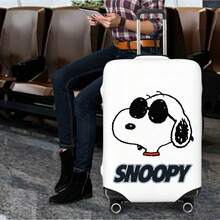 Miniso Cool Fashion Glasses Snoopy Suitcase Cover, Stretchy Protective Luggage Skin, Retro Black & White Anti-Dust Travel Protector - Color - View 3