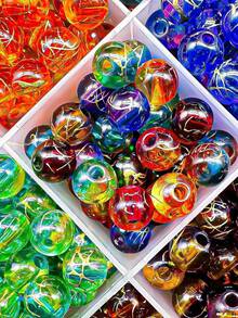 50 piezas de cuentas de 8 mm transparentes con línea dorada cepillada de doble color, accesorios sueltos para hacer joyas DIY, llaveros y cadenas de teléfono - Cuentas de hilo de oro cepillado - Ver 1