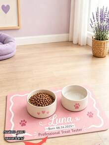 1PC Personalized Name And Photo Pet Mat, Custom Pet Food Mat, Minimalist Design Placemat, Anti-Slip Feeding Mat For Cats, Ideal For Pet Owners, Perfect Gift For Pet Lovers, - Multicolor - View 1
