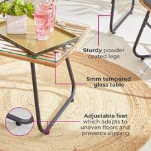 Outdoor Indoor Wicker Rattan Garden Furniture Sofa Chair Table Set With Natural Cushion For Patio Balcony - Cojín natural - Ver 6