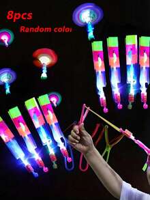 8pcs/4pcs LED Light Up Slingshot Flying Toys, Interactive Family Game, Outdoor Glow In The Dark Flying Fun Toys, Gift For Family And Friends, Birthday, Flying Toys, Glow Toys - Multicolor - View 13