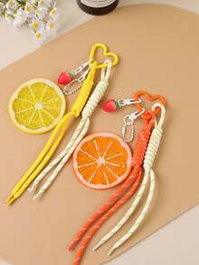 Fashionable And Versatile Strawberry Lemon Pendant, Personalized Design, Color-Block Bag Charm, Cute And Lightweight Keychain, Suitable For Shopping, Dating, Daily Outings And Work Occasions. - Multicolor - View 5