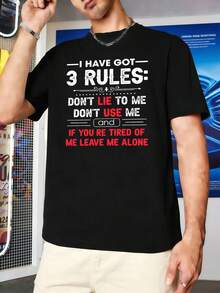 T-shirt hom me avec slogan graphique, tissu de haute qualité, coupe décontractée, style hip-hop urbain, confortable, imprimé accrocheur - Noir - Voir 1
