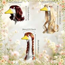 Porch Goose Wigs Accessories Cute Braid Curly Hair With Clip For 23 Inch Lawn Goose Statue Clothes Decoration - Multicolor - View 7