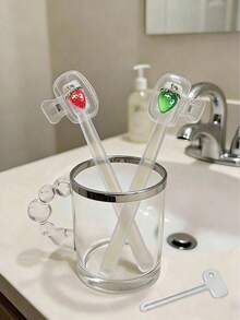Transparent Red & Green Strawberry Pattern Toothbrush Holder, Cute Design, Portable Home & Travel Storage Box With Transparent Lid, Compact & Portable Design, Easy To Carry, Protects Toothbrush Head, Dual-Hole Drainage And Ventilation Design, Suitable For Home, Dorm And Outdoor Use | Cute Toothbrush Head Storage Rack, Suitable For Home Bathroom Storage - Multicolor - View 8