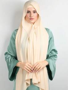 2pcs/Set Hijab Caps & Light Chiffon Scarf, Daily Wear For Women Abaya Accessories Veiled Clothes - Beige - View 3