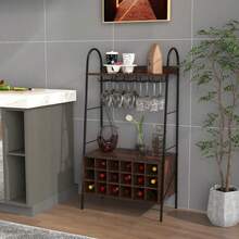 Baker's Rack With Detachable Wine Rack And 5 Rows Of Stemware Holder - View 4