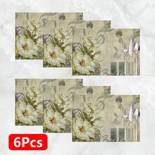 1 pièce/4pcs/6pcs, Décoration d'intérieur, Napperons en lin imprimés avec motif de collage artistique vintage, convenant pour la table à manger, décoration toutes saisons pour le printemps, l'été, l'automne, l'hiver, style moderne lavable, décoration de chambre, napperons, sous-verres, napperons de table de cuisine, décoration de fête intérieure et extérieure, décoration d'intérieur, cadeau idéal - Multicolore - Voir 15
