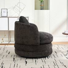 30" Living Room Rotating Decorative Chair(1PC), 360 ° Rotatable Bucket Shaped Sofa Chair, Chenille Armchair,Extra Super Soft Pillows As A Gift,Ergonomic Design,Suitable For Various Scenarios Such As Living Rooms, Bedrooms, Balconies, Etc - 深灰色-可旋轉裝飾椅+抱枕-雪尼爾 - 查看 10