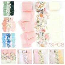 1/3 Roll Total 5m Chiffon Tassel Ribbon, 1.5 Inch Wide, 16.5 Yards Long, Suitable For Wedding Invitations, Bouquets, Handicrafts, Gift Wrapping - Multicolor - View 2