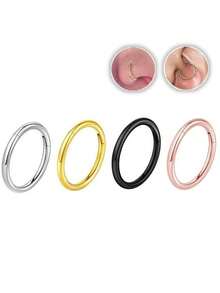 1/4pcs 316L Stainless Steel Seamless Nose Ring, Multi-Functional Earring Suitable For Men And Women Daily Wear - Silver - View 7