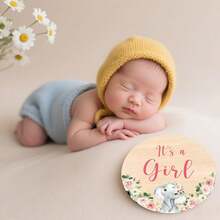 Hello World 木製女嬰出生公告牌，適用於醫院、新生兒姓名日期時間體重板，育嬰室拍照道具裝飾紀念品 - 彩色 - 查看 3