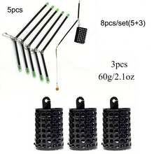 Avlcoaky 8pcs Fishing Feeder Set - 5pcs Anti-Tangle Feeders With Clips & 3pcs Metal Cage Bait Holders, Carp Fishing Tackle Accessories - Multicolor - View 12