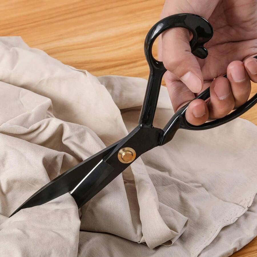 12英吋不鏽鋼黑色刀刃大號裁縫剪刀,可剪布料、皮革等,錳鋼鍛造,耐用堅固,專業裁縫剪刀,適用於居家/商業用途 - 12吋家用大裁縫剪 - 查看 1