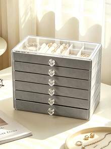 1 hộp đựng trang sức acrylic trong suốt 6 tầng, hộp lưu trữ trang sức dung tích lớn, hộp trưng bày lưu trữ trang sức kiểu ngăn kéo, phù hợp cho bông tai, nhẫn, vòng tay, dây chuyền, vòng tay, lý tưởng để lưu trữ và sắp xếp trang sức tại nhà. - Hộp nữ trang - Xem 13