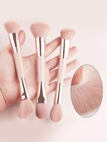 ronshadow 3pcs Dual-Ended Makeup Brush Set Including Powder Brush + Blush Brush + Foundation Brush + Contour Brush Soft Bristle Full Face Makeup Tool - Multicolor - View 1