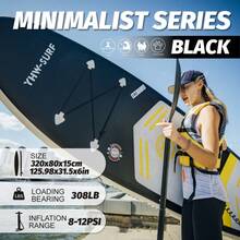 YHW-SURF Durable Inflatable Surfboard, Non-Slip Lightweight Water Sports Equipment, Suitable For Adults - Black - View 1