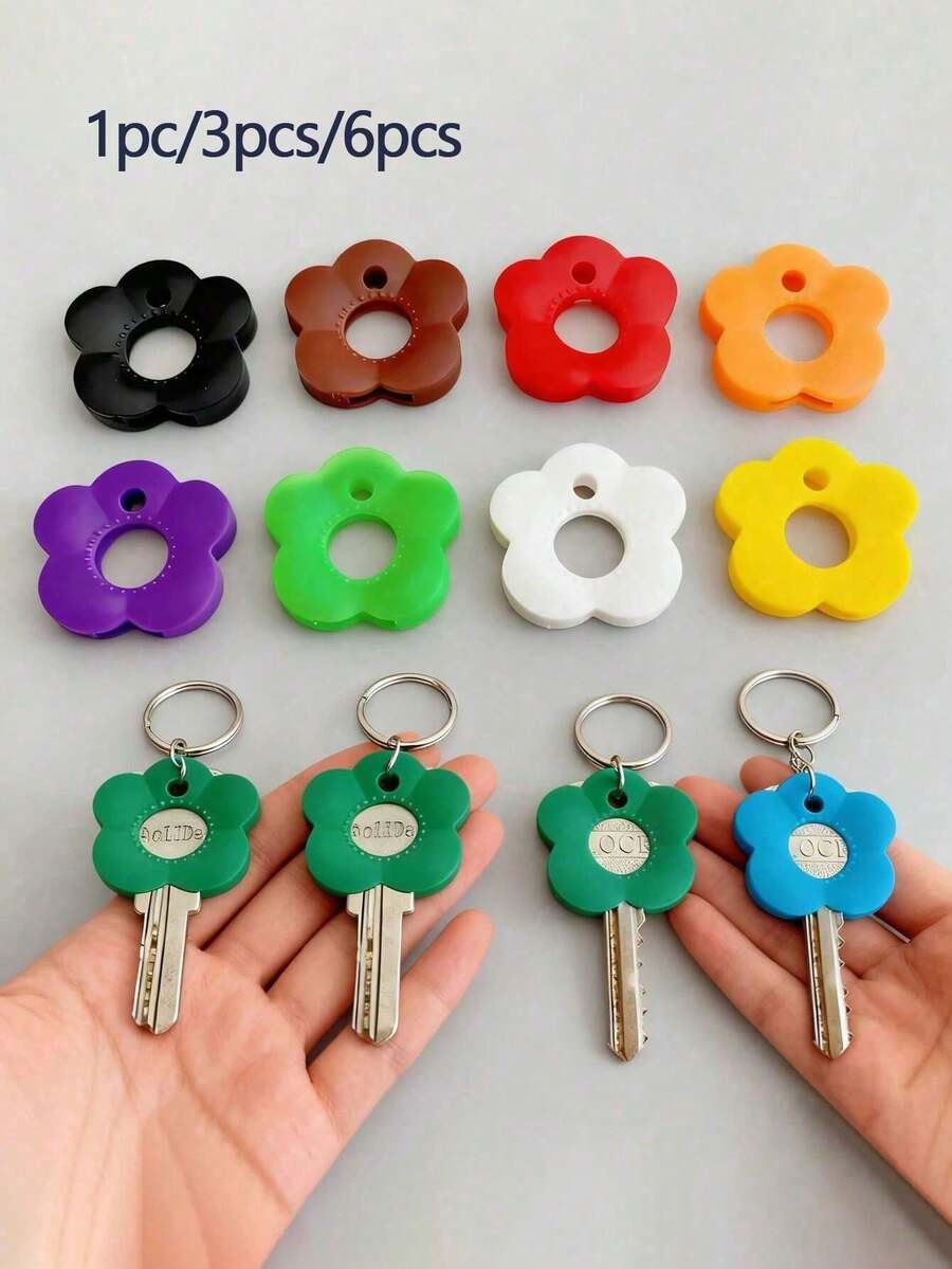 1/3/6 piezas Teclas de Flores Coloridas (Incluye Teclas con Etiquetas) - Cubiertas de Teclas Duraderas Codificadas por Color, Adecuadas para Teclados de Hogar/Oficina; Compatibles con la Mayoría de Tamaños de Teclas; Tacto Suave con Etiquetas de Identificación, Conveniente para Reconocimiento Rápido; Organizador de Teclas Elegante y Fácil de Instalar (6/3/1 piezas Opcional) - multicolor - Ver 1