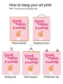 1件「Good Things Are Coming」粉色勵志語錄畫布壁飾，魔杖印花精緻裝飾海報，無框，適用於客廳、臥室與居家辦公室 - 彩色 - 查看 4