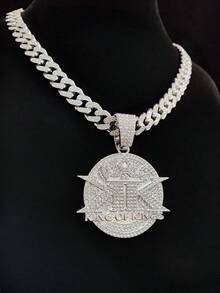 1pc Creative KING OF KINGS Letter Shape Pendant Necklace, Hip-Hop Pendant Necklace, Suitable For Party Or Daily Wear, 2 Chain Styles Available - Silver - View 7