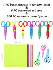 6pcs Decorative Edge Scissors Set, ABS Resin Paper Cutting Scissors, 6 Patterns, Smooth Cutting, Colorful & Fun, Back To School Supplies - Multicolor - View 13