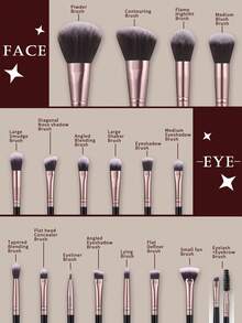 18/24Pcs Total Makeup Tool Kit, 18Pcs Makeup Brushes Set, Soft Synthetic Cosmetic Brushes For Foundation& Eyeshadow, Includes 3pcs Makeup Sponges And 3pcs Triangle Powder Puffs, Multifunctional Cosmetic Accessories For Daily Face Makeup - Black - View 4