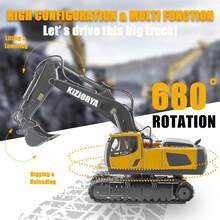 Remote Control Excavator, Suitable For 6-12 Years Old Boys Toy. 11-Channel Remote Control Construction Vehicle With Sound And Light Effects And Metal Bucket. Perfect As A Birthday Gift For Children 6 Years Old And Above. (2.4 GHz Frequency) - Multicolor - View 5