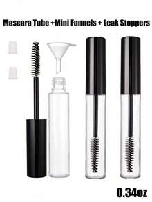 Vigour Summer 0.34oz Eyelash Mascara Tube With Brush Set - High Quality Mascara Container With Mini Funnel And Leak-Proof Cap, Made Of ABS Plastic, Suitable For All Skin Types, Black And White Reusable Portable Makeup Container, Fashionable Design, Reusable Makeup Travel Kit - Multicolor - View 11