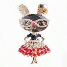 Broche de moda creativo con gafas de dibujos animados modernos de conejo, broche lindo para niña, pin accesorio para ropa - Broche de conejo con gafas - Ver 4
