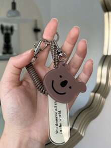 1/2pcs Ins Bear Keychain Backpack Charm, Girly Earphone Protective Case, Cute Pendant Anti-Lost Spring Chain Keychain - Multicolor - View 6